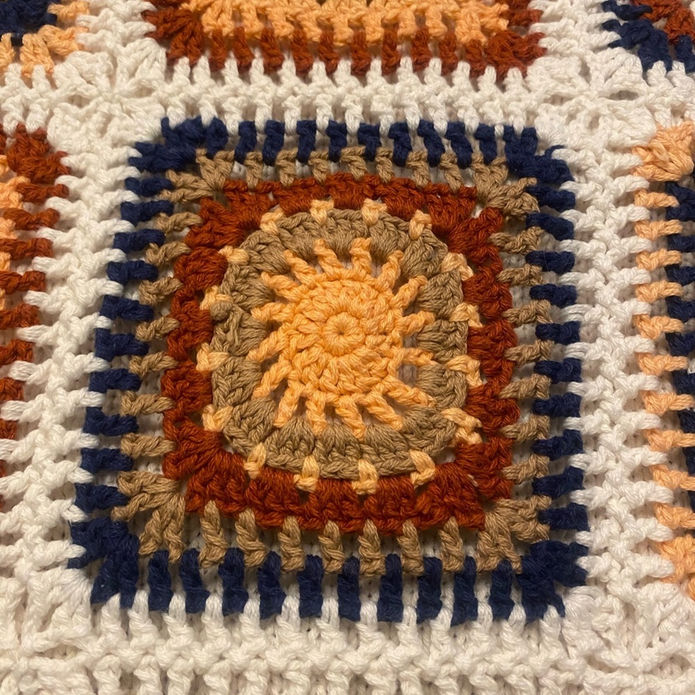 American Eagle Outfitters Crochet Patchwork Cropped Boho Sweater - Picture 6 of 8